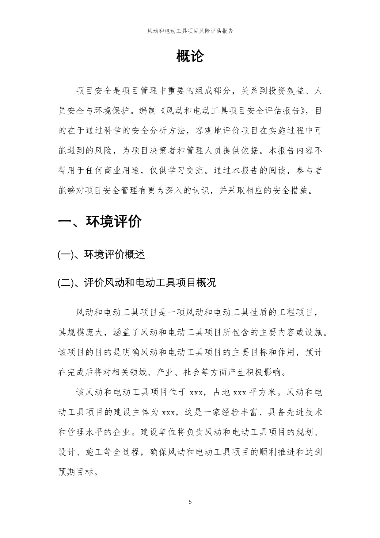 风动和电动工具项目风险评估报告